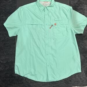Fishing Shirt The American Outdoorsman Mens XXL Sky Blue Hiking Button Up EC